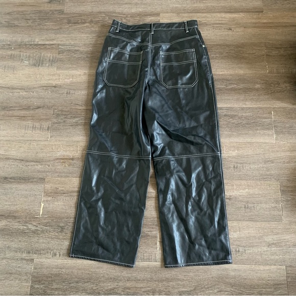 Free People  The It Factor Vegan Leather Wide Leg Pants size US 12 - Picture 8 of 12